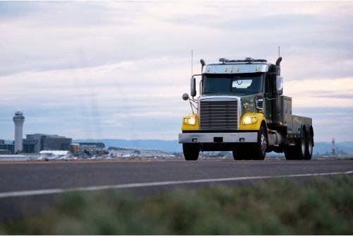 Semi truck driving on the highway