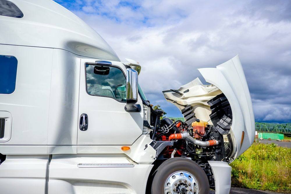 Driver waiting for semi truck repair